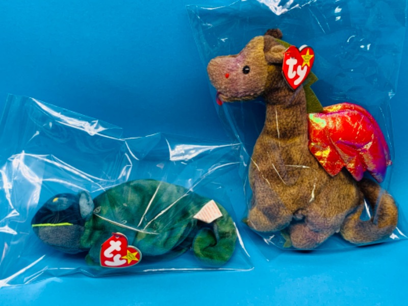 Photo 1 of 665498… 2 TY beanie babies in plastic bags 