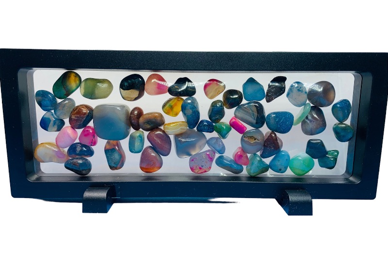 Photo 1 of 665503…small polished rocks in 9 x 4” display case