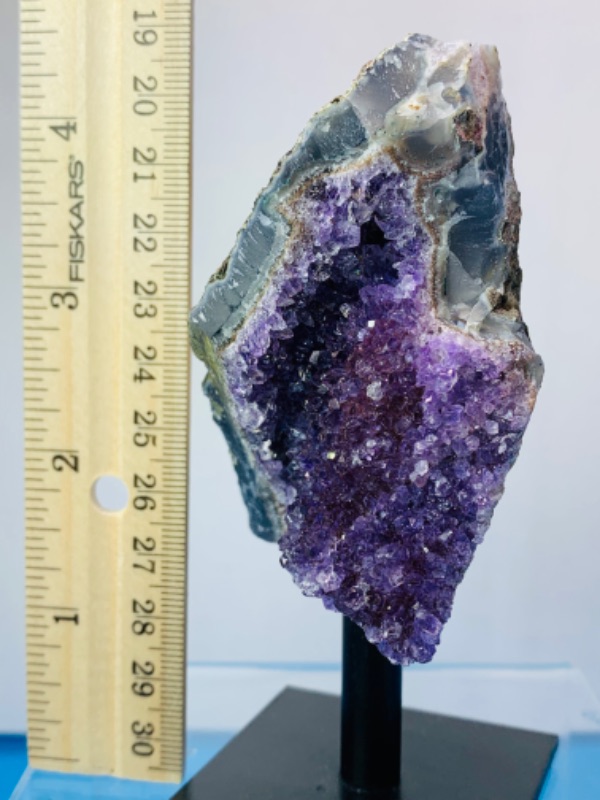 Photo 4 of 665506… amethyst crystal rock formation on display stand 4” total height 