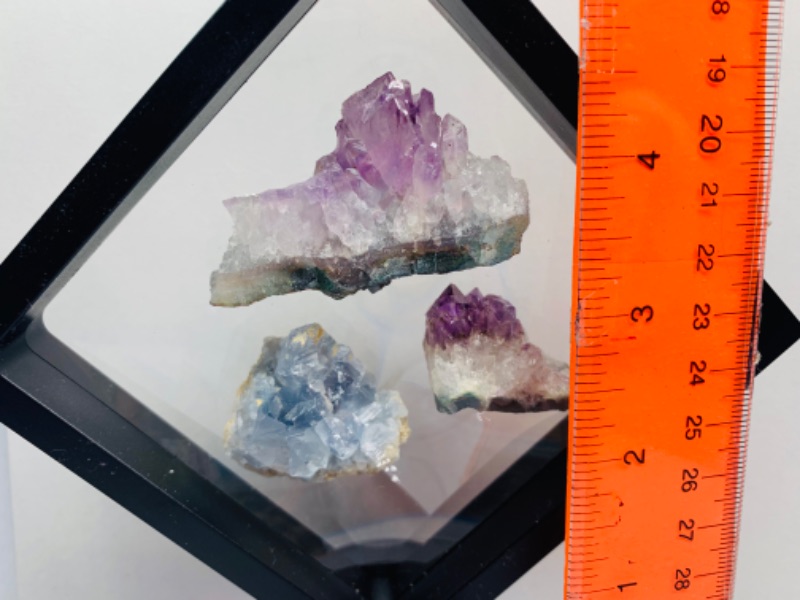 Photo 3 of 665516…amethyst and celestite rock formations in 4 x 4” display stand 