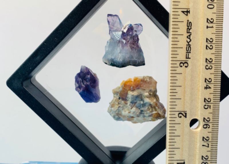 Photo 2 of 665532…3 amethyst and geode rock formations in 3.5” display 