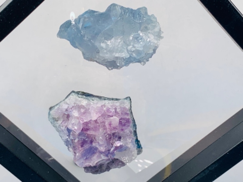 Photo 1 of 665538…2 amethyst and celestite rock formations in 4 x 4” display 
