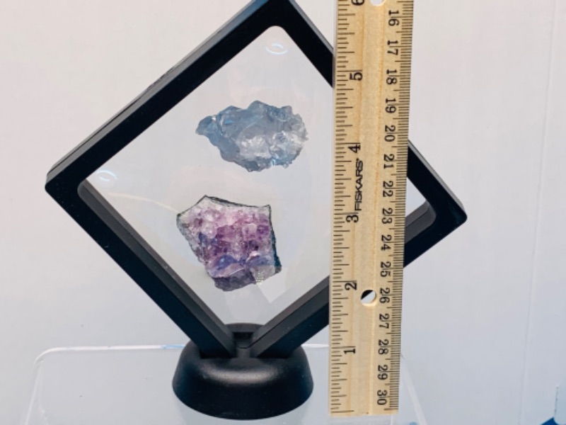 Photo 2 of 665538…2 amethyst and celestite rock formations in 4 x 4” display 