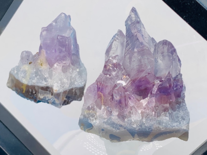 Photo 1 of 665539…2 amethyst rock formations in 4 x 4” display stand 