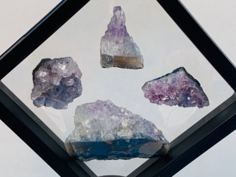 Photo 3 of 665542…4 amethyst crystal rock formations in 4 x 4” display 