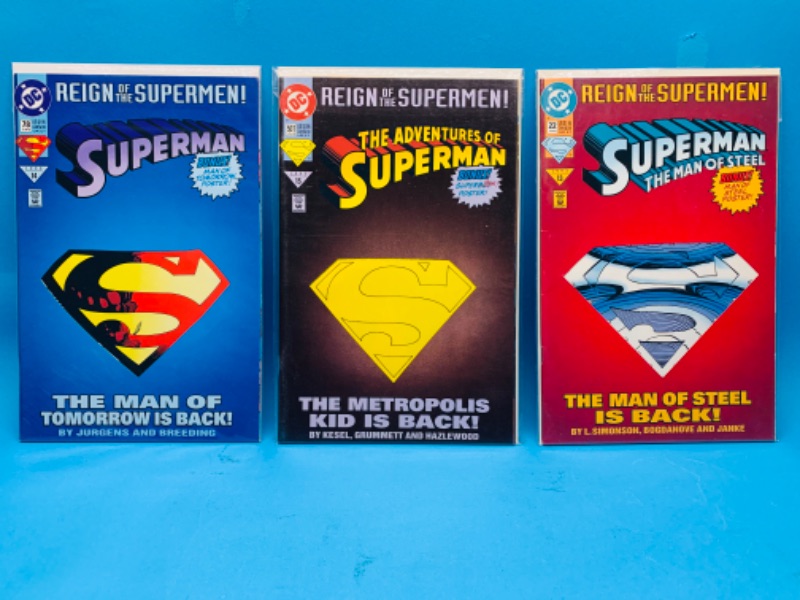 Photo 1 of 665746…3 reign of Superman comics in plastic sleeves 