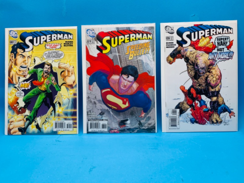Photo 1 of 665748… 3 Superman comics in plastic sleeves 