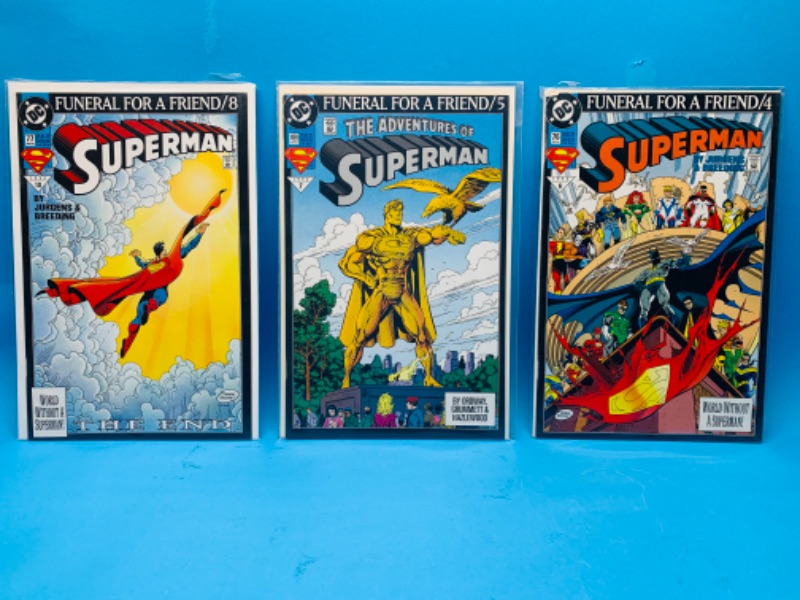 Photo 1 of 665765…3 funeral for a friend Superman comics in plastic sleeves 