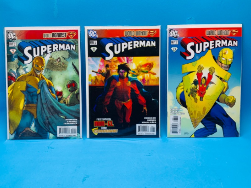 Photo 1 of 665771…3 Superman comics in plastic sleeves 