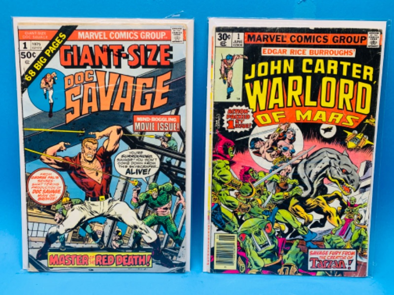 Photo 1 of 665784…condition issues 2 vintage comics both #1’s in plastic sleeves - bends, folds, wear