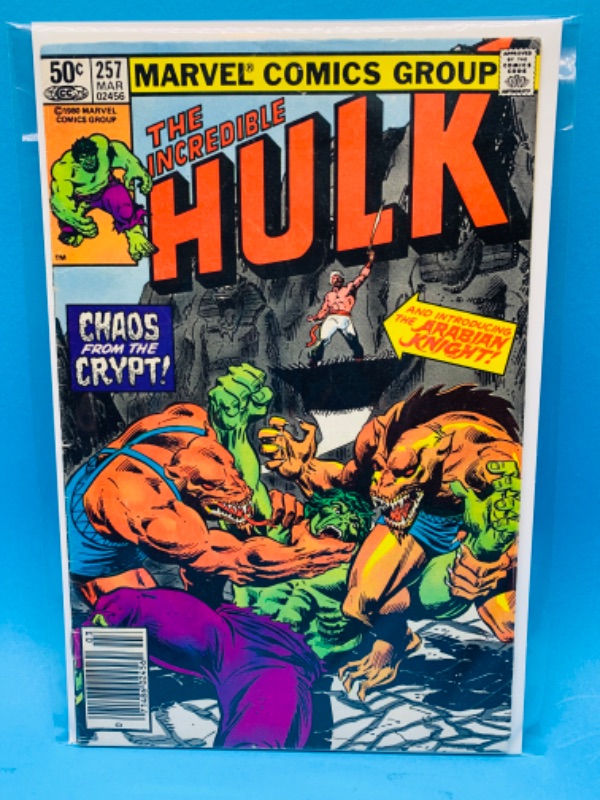 Photo 1 of 665795…1st appearance of Arabian Knight Hulk comic #257 in plastic sleeve 