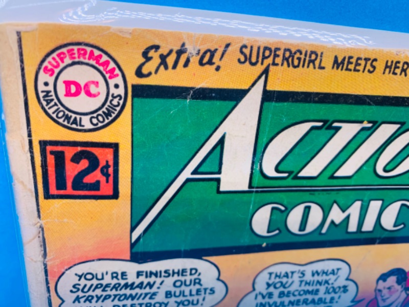 Photo 5 of 665798…condition issues $.12 cent Action comics #291- cracks, wear, bends- in plastic sleeve 