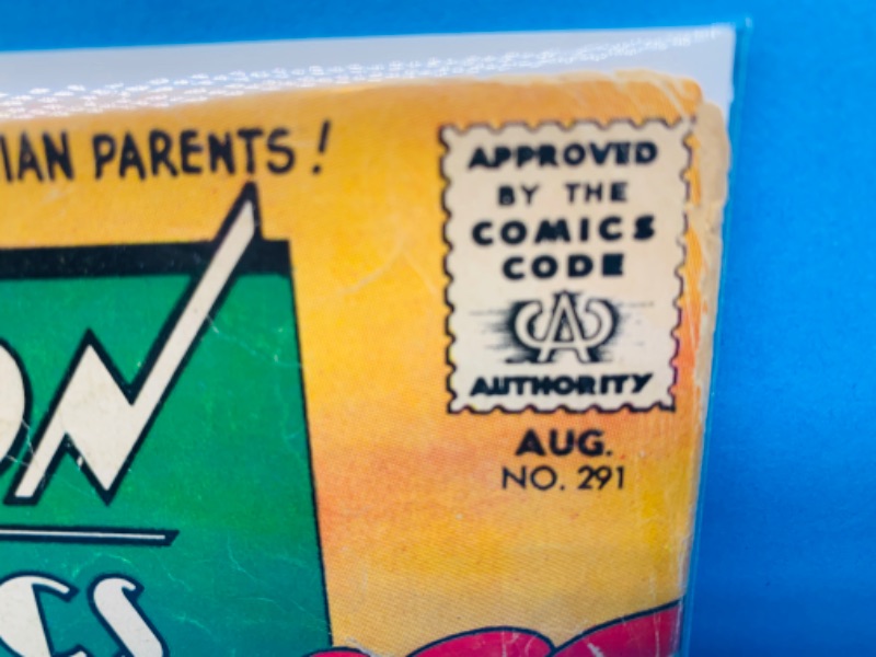 Photo 3 of 665798…condition issues $.12 cent Action comics #291- cracks, wear, bends- in plastic sleeve 