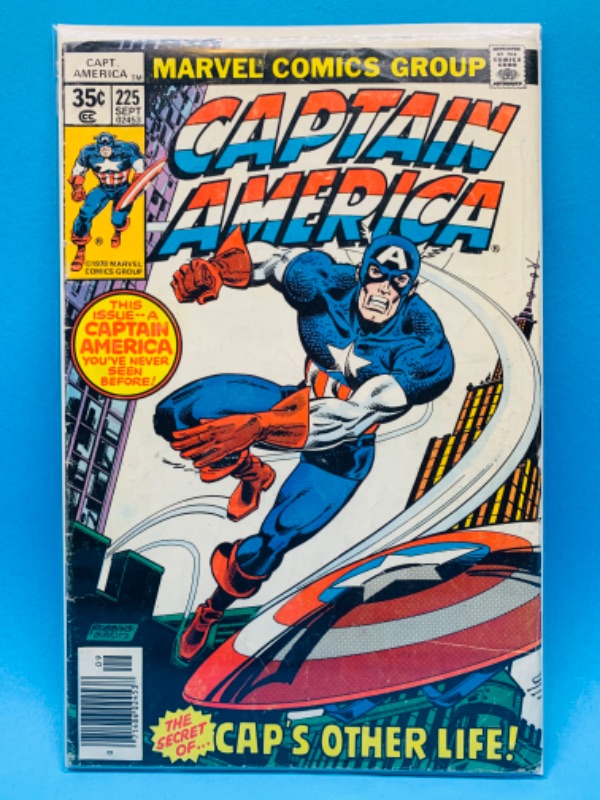 Photo 1 of 665808…vintage $.35 cent captain America comic #235 in shows wear from age in plastic sleeve 