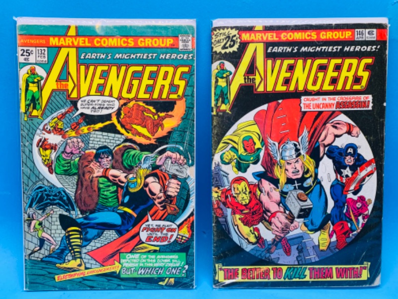 Photo 1 of 665819…condition issues vintage $.25 avengers comics - bends, wear, fading in plastic sleeves 
