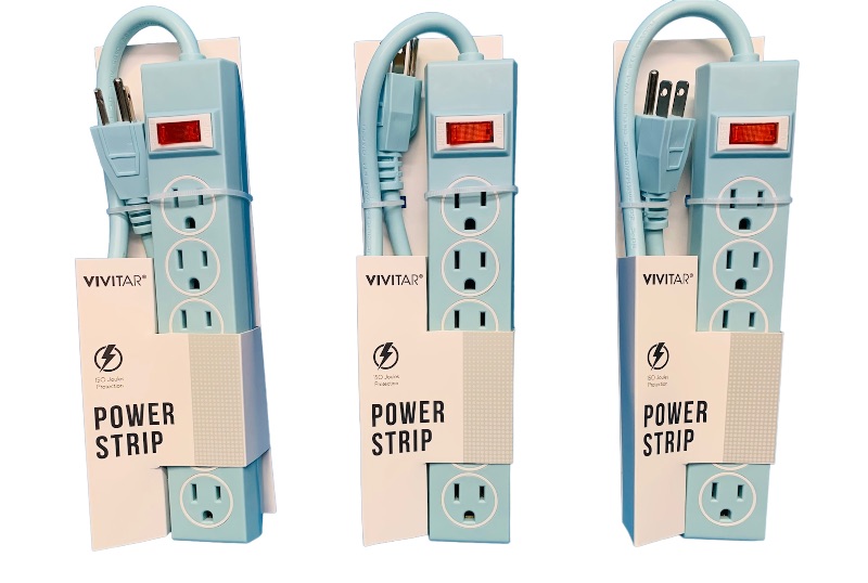 Photo 1 of 665871… 3 power strips with heavy duty cords and grounded plugs 