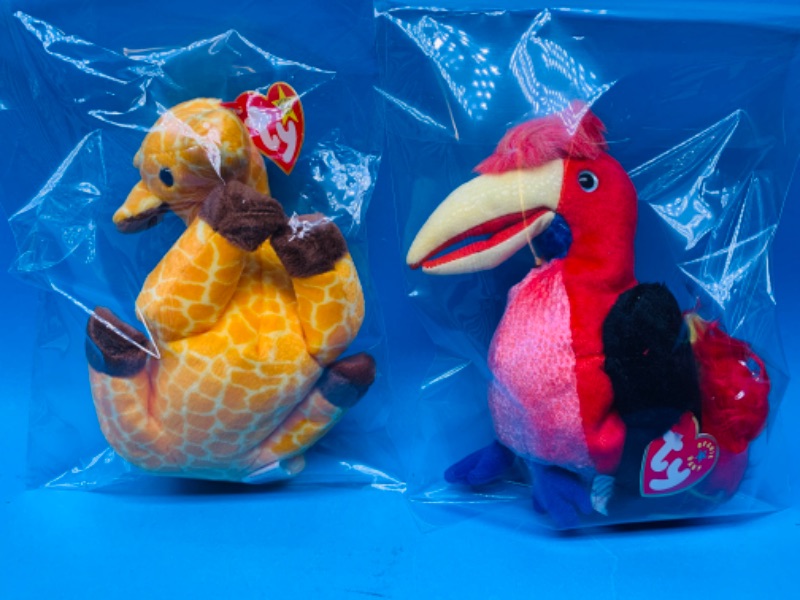Photo 1 of 666038… 2 TY beanie babies in plastic bags 