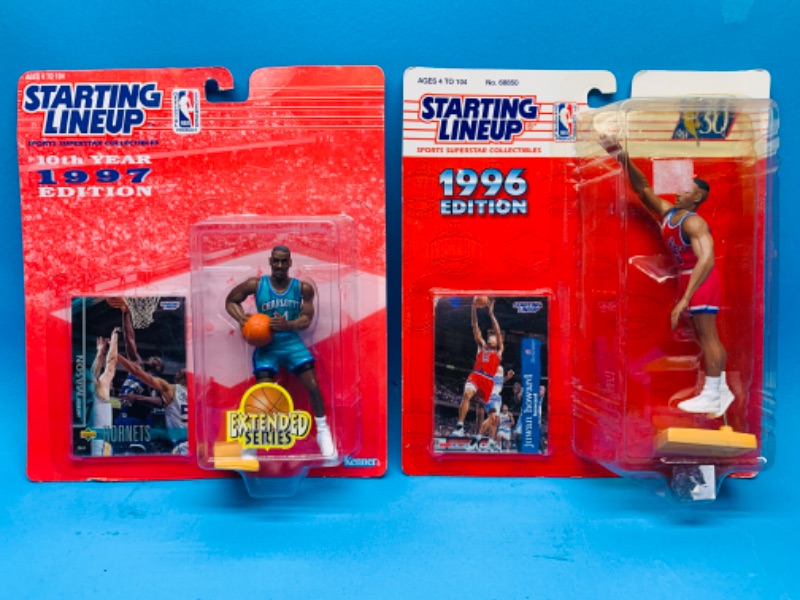 Photo 1 of 666051… 2 vintage starting lineup basketball figures and cards