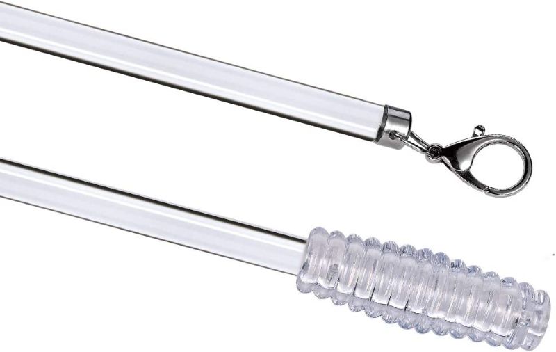 Photo 1 of 2 Pack - 30 inches Clear Acrylic Universal Drapery Pull Rod Wand with Metal Snap, 1/2 Inch Wide (30”)
