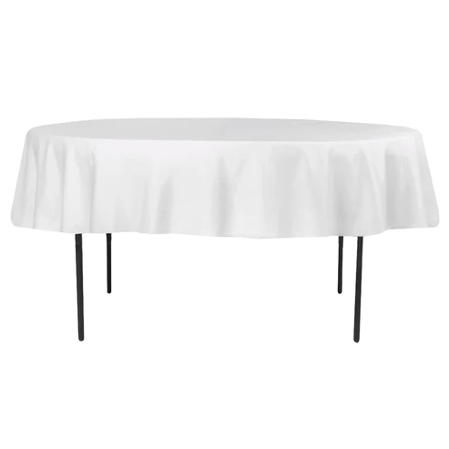 Photo 1 of  White Fabric Round Tablecloth for 8ft Table
 