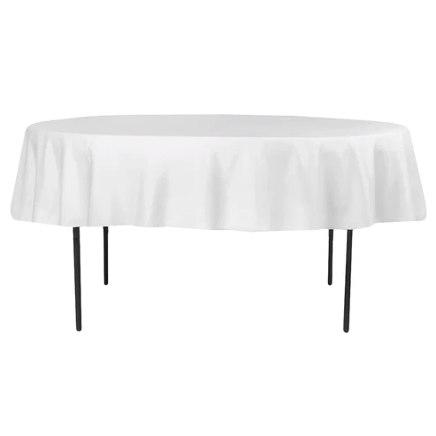 Photo 1 of  White Fabric Round Tablecloth for 8ft Table
