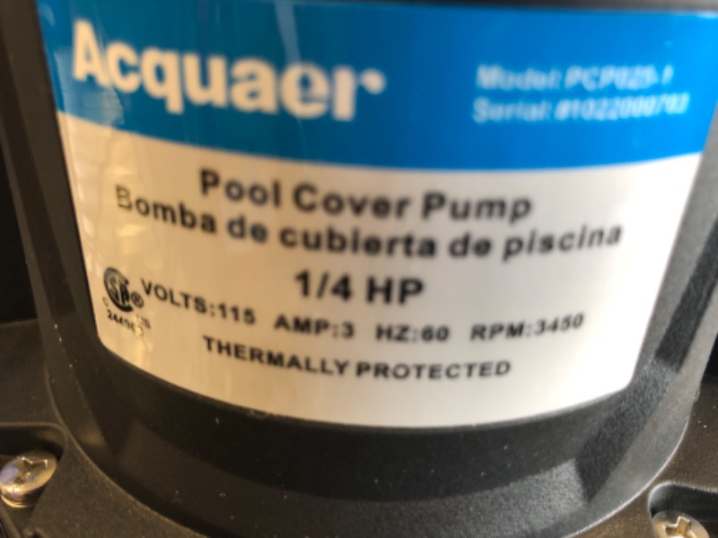 Photo 3 of Acquaer 1/4 HP Automatic Swimming Pool Cover Pump, 115 V Submersible Pump with 3/4” Check Valve Adapter & 25ft Power Cord, 2250 GPH Water Removal for Pool, Hot Tubs, Rooftops, Water Beds and more