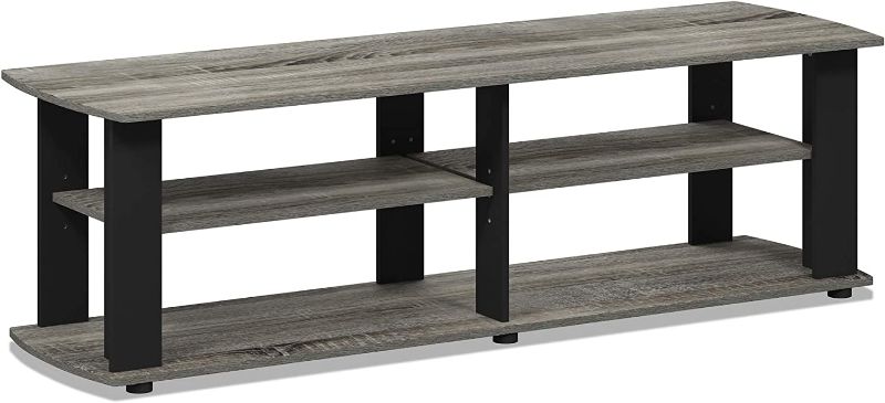 Photo 1 of FURINNO Nelly Entertainment Center TV Stand, Short 43.3"(W) x13.4(H) x13.1(D), French Oak Grey/Black
