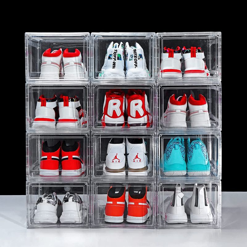 Photo 1 of 12 Pack Shoe Boxes, Clear Acrylic Plastic Shoe Boxes Stackable