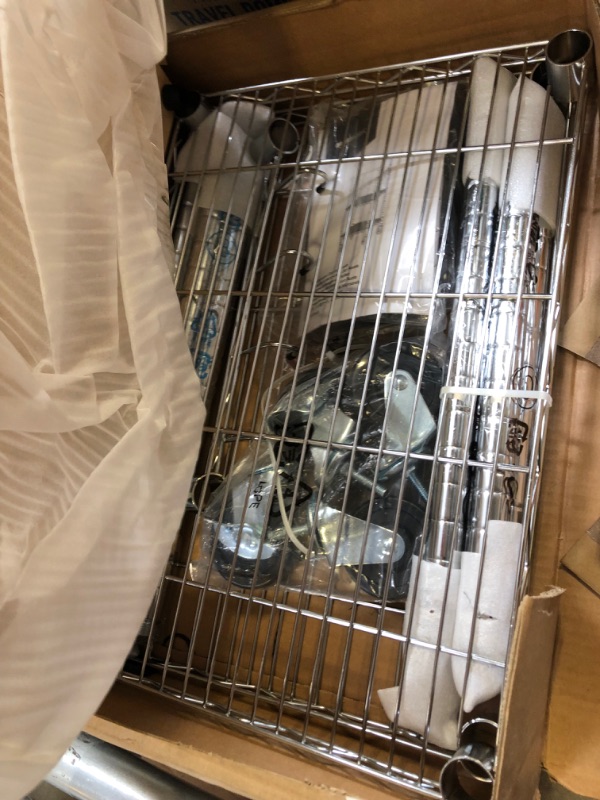 Photo 3 of Amazon Basics Kitchen Storage Microwave Rack Cart on Caster Wheels with Adjustable Shelves, 175-Pound Capacity - Chrome/Wood