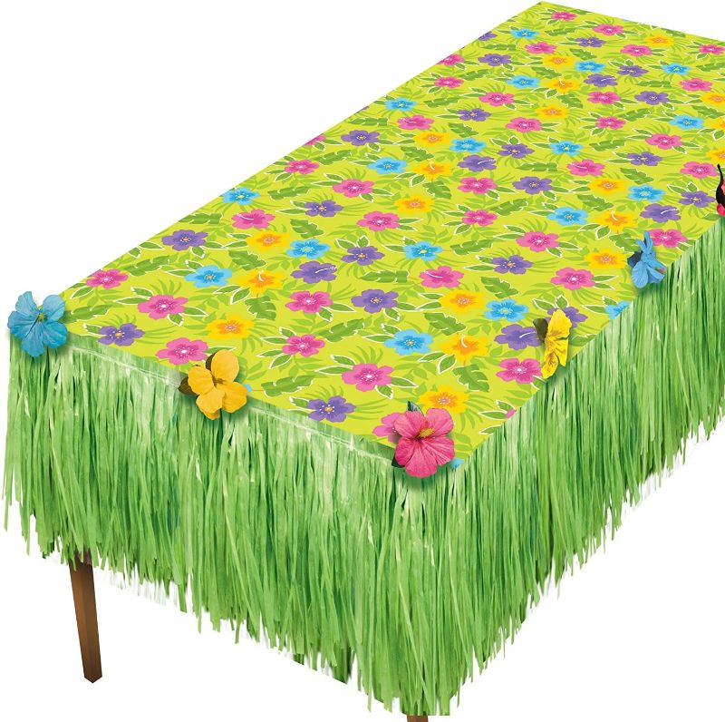 Photo 1 of Amscan Summer Flower Transform-A-Table Kit, 54" x 108", Multi Color and more 
