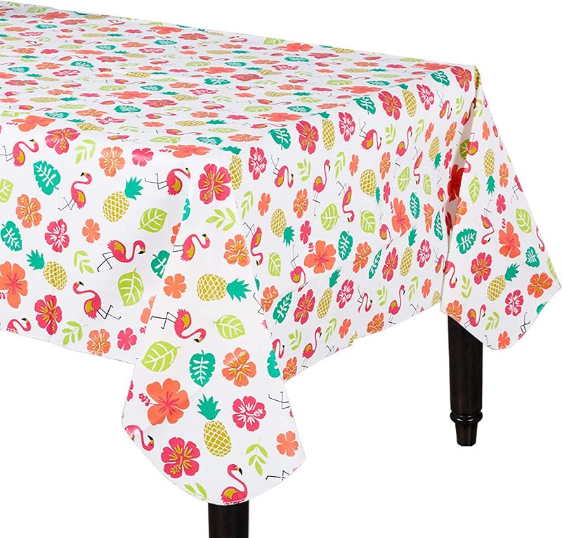 Photo 1 of Amscan Aloha Fannel-Backed Vinyl Table Cover - 52" x 90" | 1 Pc
