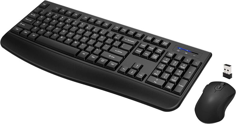 Photo 1 of Wireless Keyboard and Mouse Combo, Loigys Full-Sized 2.4GHz Wireless Keyboard with Comfortable Palm Rest and Optical Wireless Mouse for Windows, Mac OS PC/Desktops/Computer/Laptops
