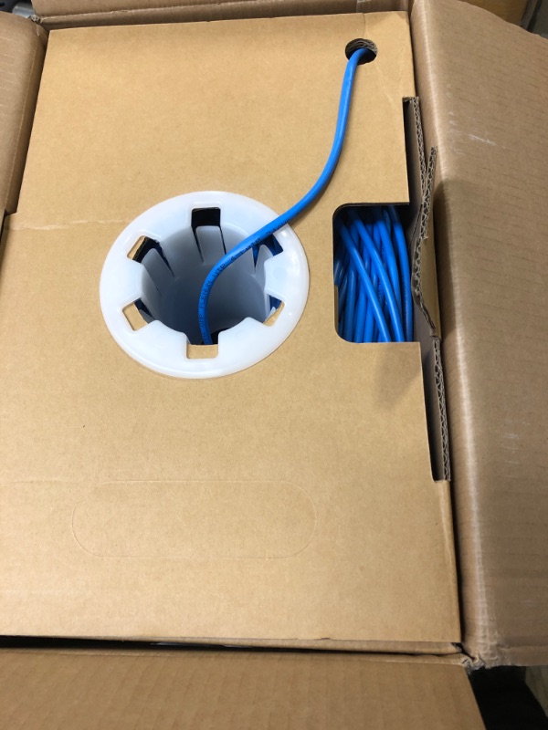 Photo 1 of CAT5e Plenum (CMP) Cable, 1000FT | 24AWG 4Pair, 350MHz Solid Network Cable Unshielded Twisted Pair (UTP), Available in Blue, White, Gray Color (Blue)