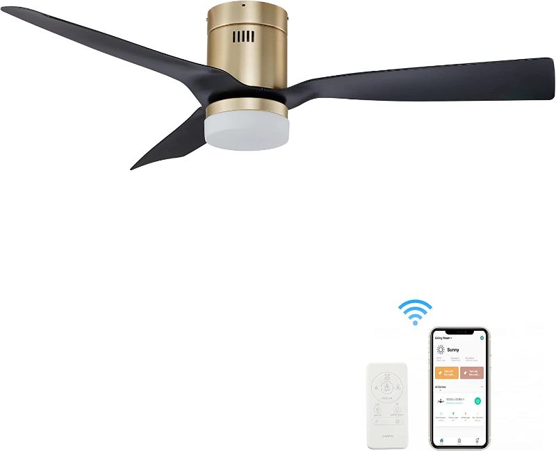 Photo 1 of SMAAIR 52 Inch Smart Ceiling Fan with Lights, 10-speed DC Motor Ceiling Fan Works with Remote Control/Alexa/Google Home/Siri Shortcut, Dimmable LED Light (Black/Gold, New)
