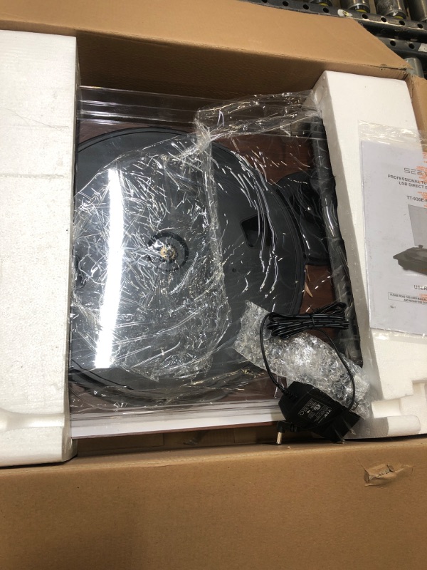 Photo 1 of Vinyl Record Player Turntable with Built-in Speakers Bluetooth Input Output USB Direct Recording 3-Speed Belt Drive LP Phonograph Support RCA Connection Adjustment Counterweight Pitch Control Brown