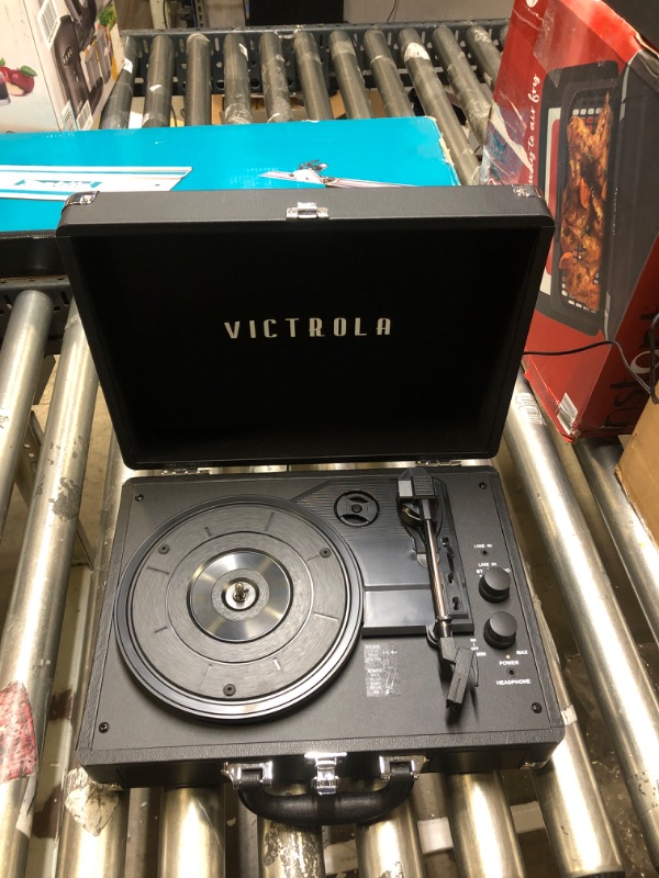 Photo 2 of Victrola Vintage 3-Speed Bluetooth Portable Suitcase Record Player with Built-in Speakers | Upgraded Turntable Audio Sound| Includes Extra Stylus | Black, Model Number: VSC-550BT-BK, 1SFA