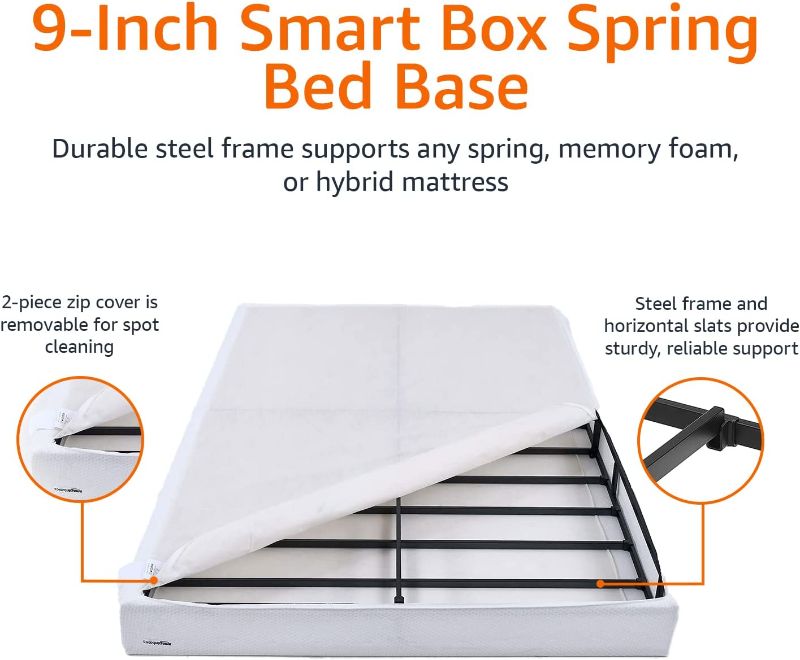 Photo 2 of Amazon Basics Smart Box Spring Bed Base, 9-Inch Mattress Foundation - King Size, Tool-Free Easy Assembly