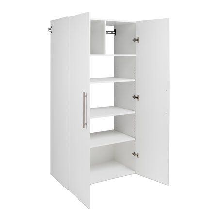 Photo 1 of **ONLY BOX 2 OF 2** Prepac HangUps Collection Manufactured Wood 4-Shelf Wall Mounted Garage Cabinet in White (36 in. W x 72 in. H x 20 in. D) - SMALL HOLE ON WOOD PLANK -