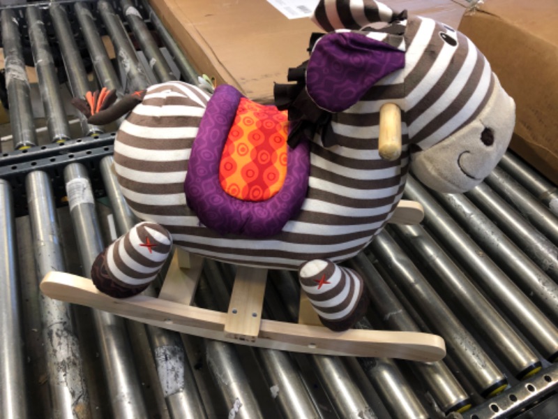Photo 2 of B. toys by Battat Kazoo Wooden Rocking Zebra – Rodeo Rocker – Plush Ride On Zebra Rocking Horse for Toddlers and Babies 18m+, B. Rocking Zebra, White