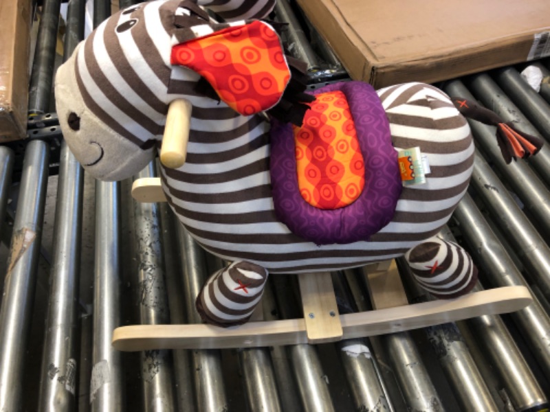 Photo 3 of B. toys by Battat Kazoo Wooden Rocking Zebra – Rodeo Rocker – Plush Ride On Zebra Rocking Horse for Toddlers and Babies 18m+, B. Rocking Zebra, White