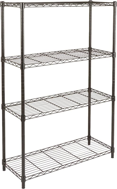 Photo 1 of Amazon Basics 4-Shelf Adjustable, Heavy Duty Storage Shelving Unit (350 lbs loading capacity per shelf), Steel Organizer Wire Rack, Black (36L x 14W x 54H)