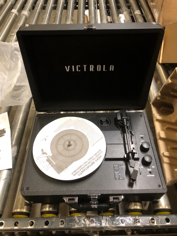 Photo 2 of Victrola Vintage 3-Speed Bluetooth Portable Suitcase Record Player with Built-in Speakers | Upgraded Turntable Audio Sound| Includes Extra Stylus | Black, Model Number: VSC-550BT-BK, 1SFA