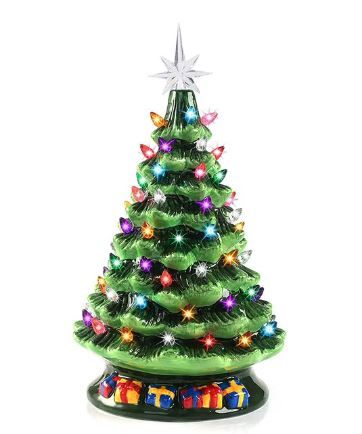 Photo 1 of 15" Tabletop Prelit Ceramic Christmas Tree with 70 Multicolor Lights for Christmas Holiday Indoor Decorations
