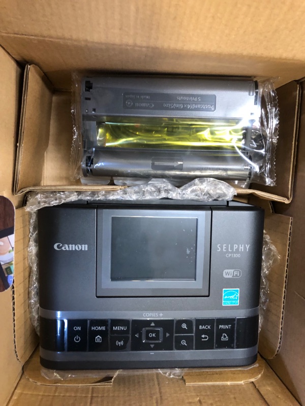 Photo 3 of Canon SELPHY CP1300 Compact Photo Printer (Black) with WiFi w/ 2X Color Ink and Paper Set
