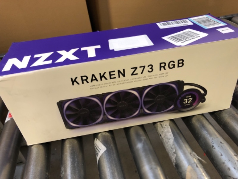 Photo 2 of NZXT Kraken Z73 RGB 360mm - RL-KRZ73-RW - AIO RGB CPU Liquid Cooler - Customizable LCD Display - Improved Pump - Powered by CAM V4 - RGB Connector - Aer RGB 2 120mm Radiator Fans (3 Included) - White White Kraken Z Z73 RGB 360mm Cooler --- UNABLE TO TEST 