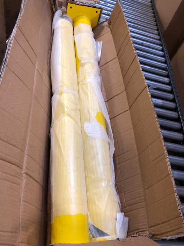 Photo 2 of DorBuphan 2Packs 48-4.5 Bollards 4-1/2" OD 48" Height Safety Bollard Yellow Powder Coat Street Bollard Parking Post 4 Free Anchor Bolts for Garage or Parking Lot 48"H X 4.5"D