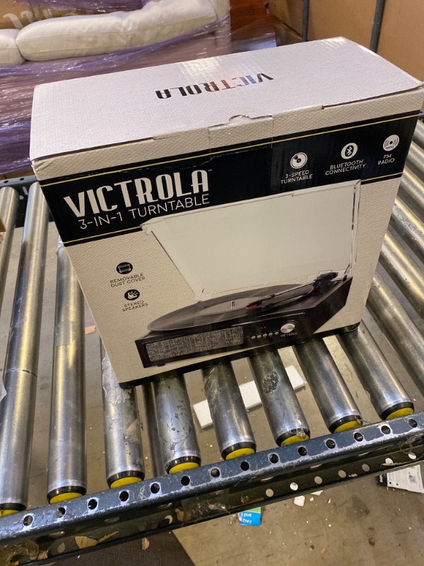 Photo 1 of Victrola 3-in-1 Bluetooth Record Player with Built in Speakers and 3-Speed Turntable, Black (VTA-67) --- FACTORY SEALED 