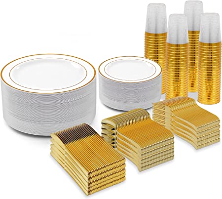 Photo 1 of BAYZZ 300 Piece Gold Dinnerware Set