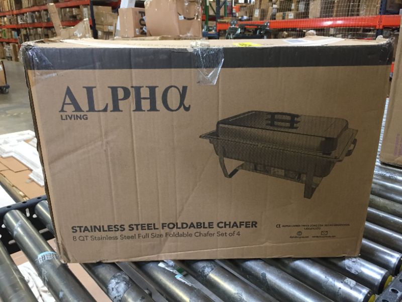Photo 5 of ALPHA LIVING 70014-GRAY 4 Pack 8QT Chafing Dish High Grade Stainless Steel Chafer Complete Set, 8 QT, Alpine Gray Handle