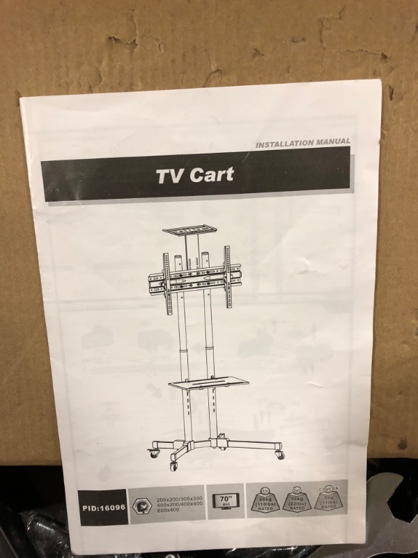 Photo 5 of Monoprice 116096 Select Series Tilt TV Wall Mount Bracket Stand Cart with Media Shelf - For TVs 32in to 70in Max Weight 110lbs VESA Patterns Up to 600x400 Height Adjustable UL Certified,Black
